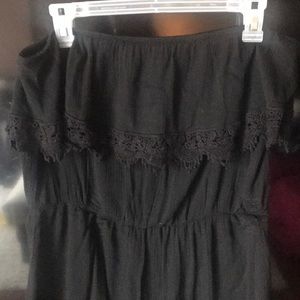 Long strapless black summer dress